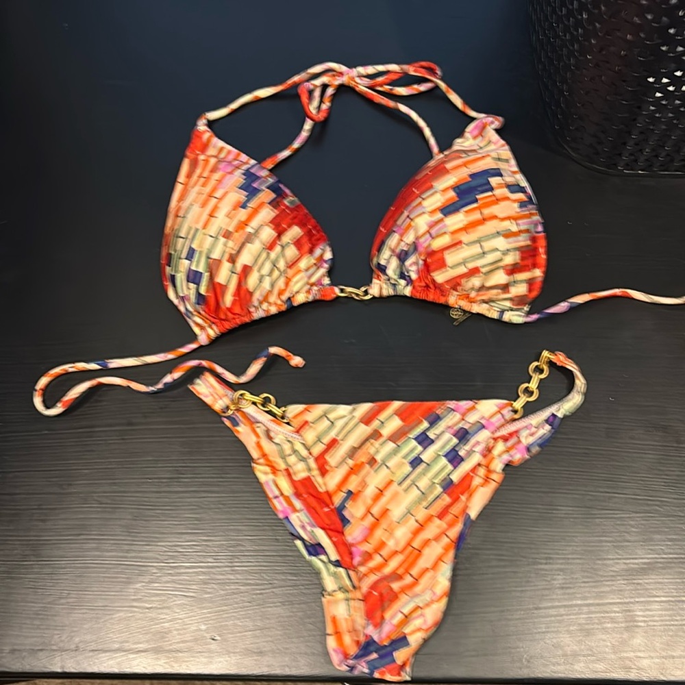 New Vix Paula Hermanny Bikini set swimwear swimsuit Top Size L Bottom Size S
